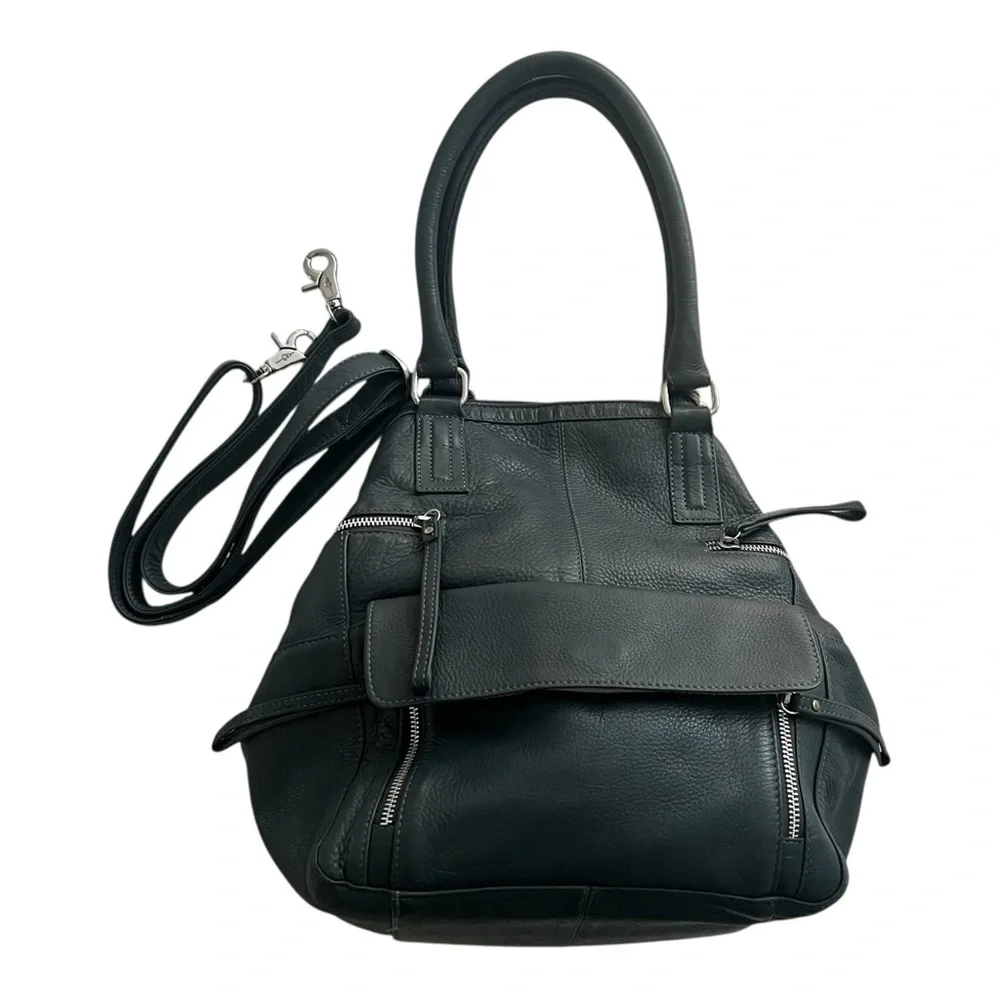 THE DAY & MOOD HANNAH BAG leather Anthropologie dual Handle removable strap Grey